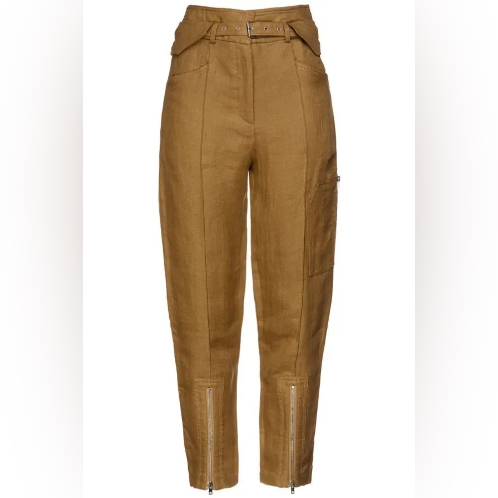 IRO Paris Khaki Utility Cargo Pants EU 34 US 2 Ankle Zip Belted